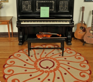 Petals 6'x6' Round Area Rug in Orange
